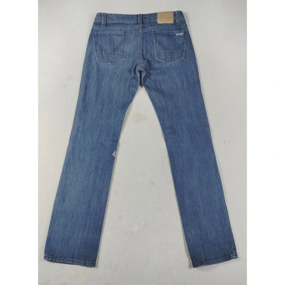 Volcom Vorta Jeans Mens 32 Blue Slim Fit Straight Denim Skater Grunge Skatelife